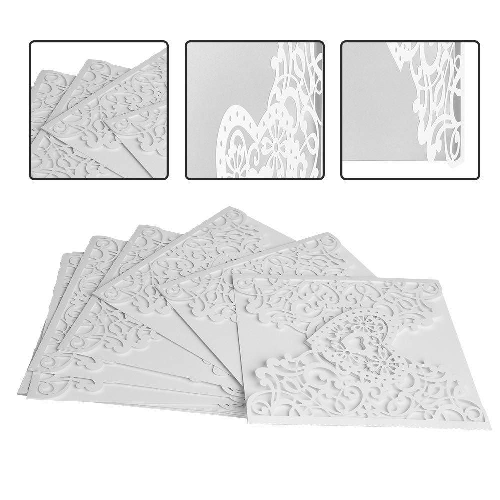 Ymiko Quinceanera Invitations, 10Pcs Blank Kraft Wedding Invitation Cards Wedding Personalized Business Cards for Engagement Birthday (Heart-shaped)