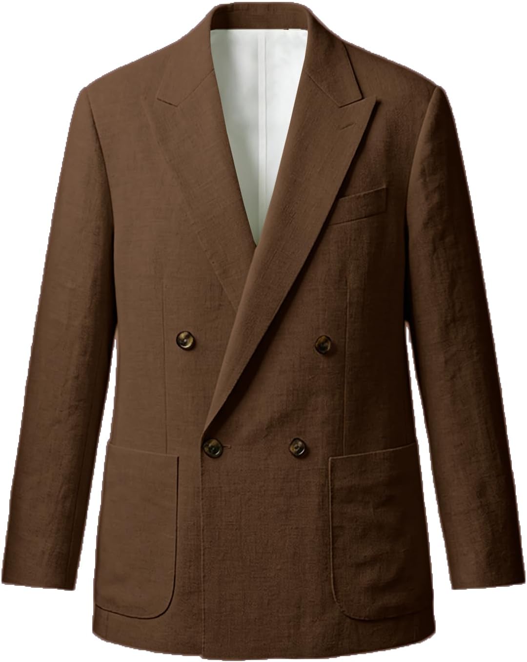 VENNYNG Men's Double Breasted Linen Blend Suit Jacket 4-Button Lightweight Blazer Summer Sport Coat
