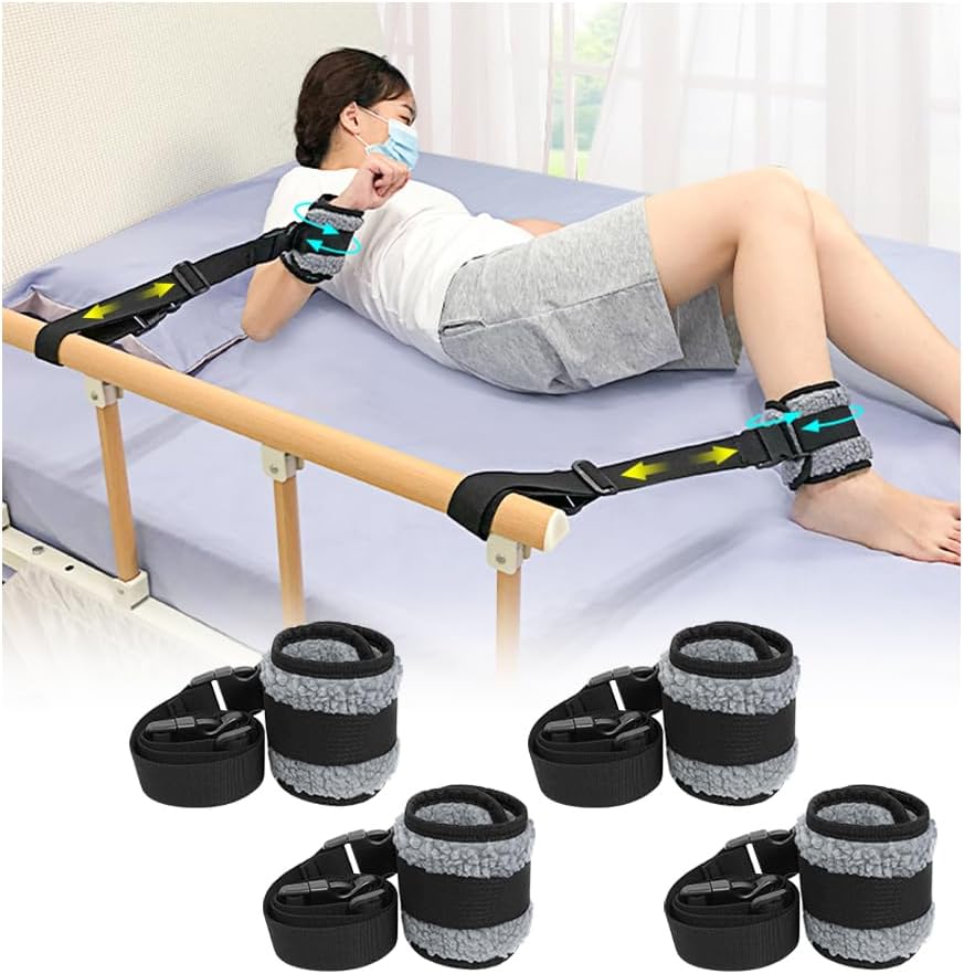 Zelen 4pcs Bed Limb Holders Hospital Bed Medical Restraints Patient Limb Holders for Hand, Feet, Ankle or Arm