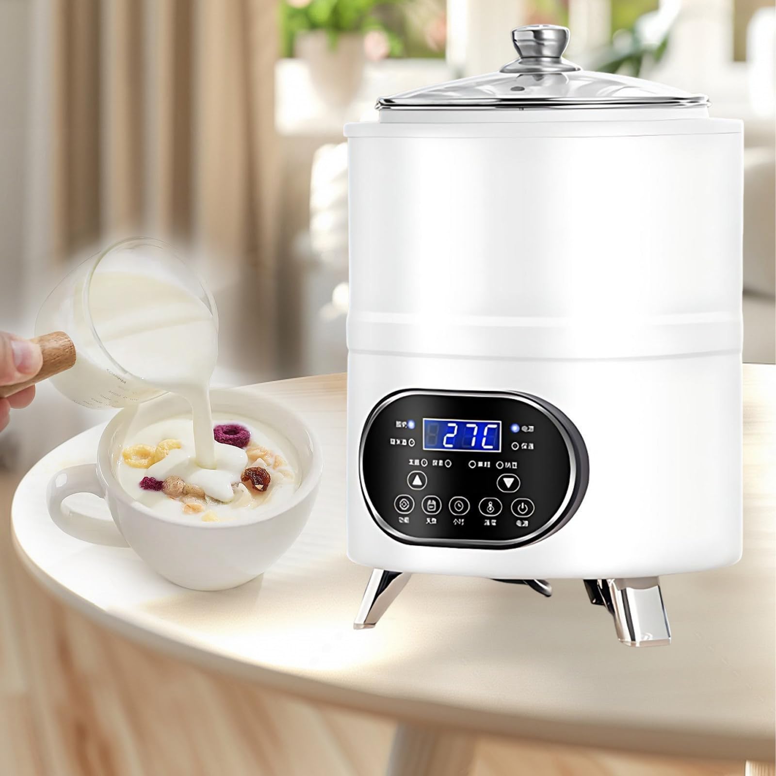 Komercyjna Maszyna Do Fermentacji Jogurtu, Automatyczna Maszyna Do Fermentacji Jogurtu, Widoczna Hartowana Pokrywa, Do Ciasta Drożdżowego I Natto White-8L