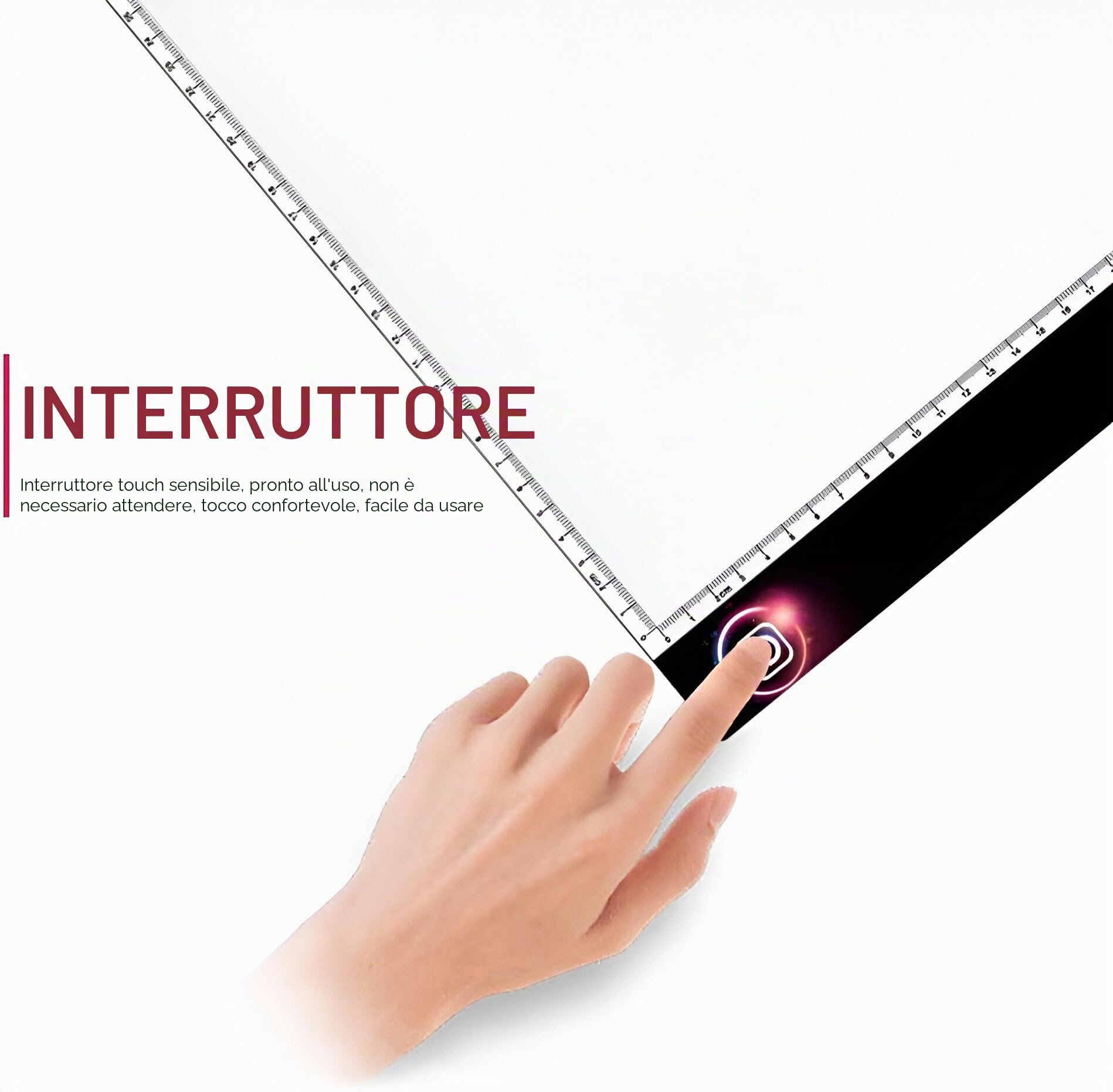 SOUTH AREA - Tavolo Luminoso LED A4 | 7000 LUX, 3 Livelli Luminosità | Ultrapiatto, Portatile | Tavoletta per Artisti, Educazione Bambini, Bianco, Nero