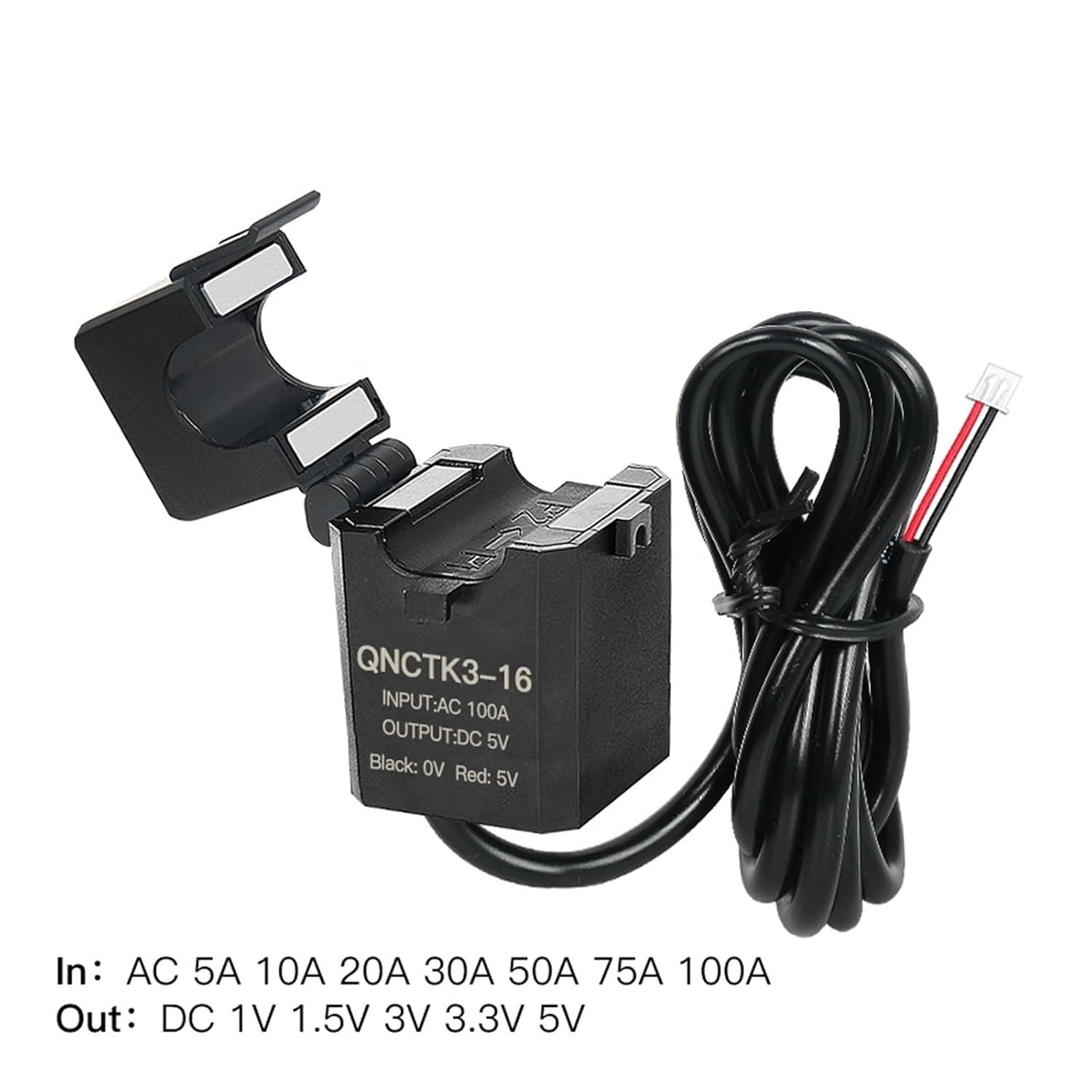 Split Current Transformer QNCTK3-16 AC 10A 20A 30A 50A 100A Output DC 3.3V 5V Open Type Sensor Transducer Clamp CT(AC 100A,Output dc 3.3V)