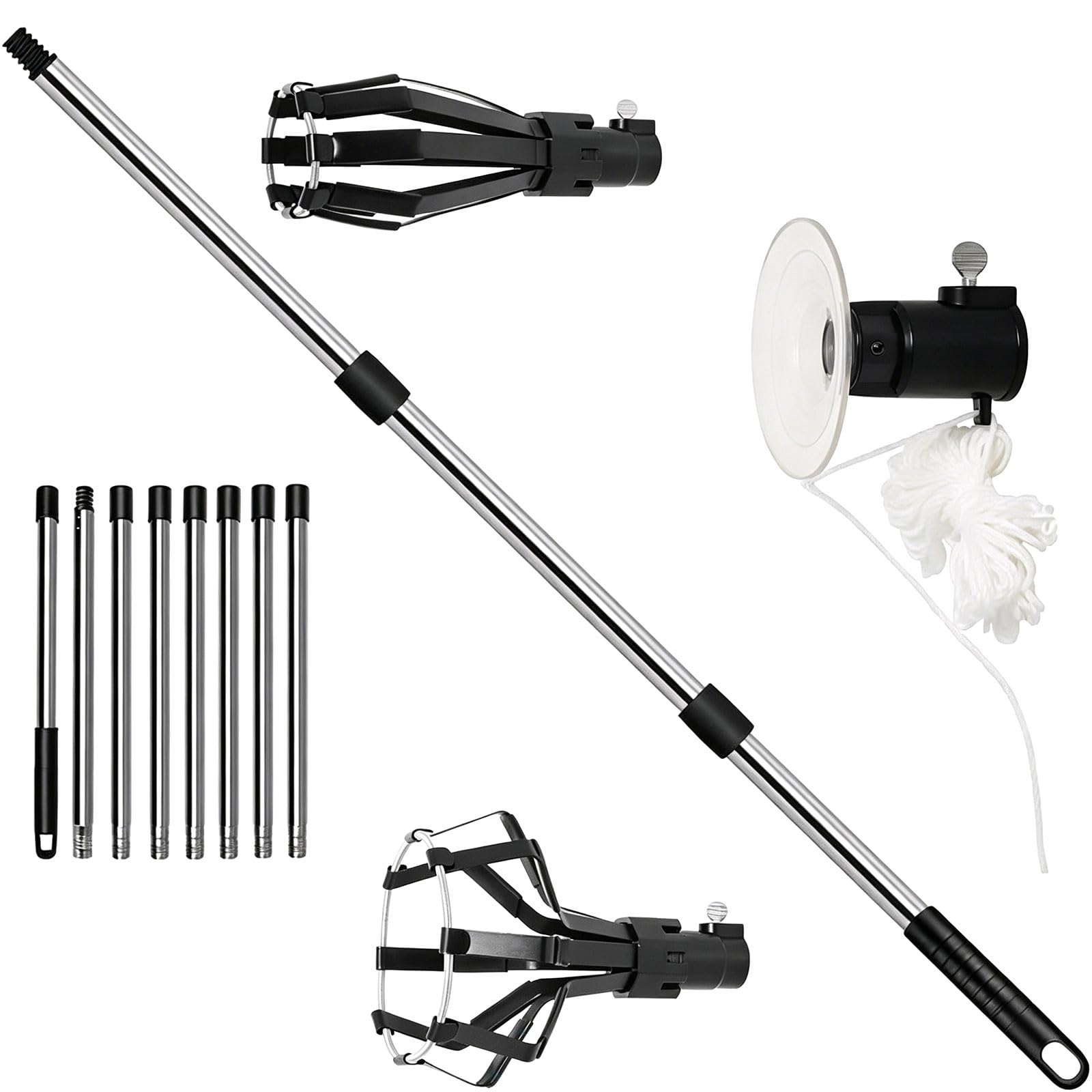 Buxuaaaa Premium Stainless Steel Bulb Changer with Extension Rod and Grips for Ceiling Fixtures Top Thread Bulb Tool