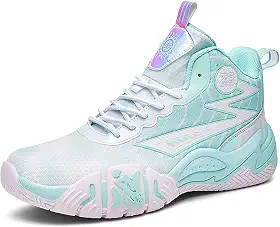 Novetra Tênis de basquete masculino de cano alto com superfície de malha para quadra externa, calçados esportivos antiderrapantes(Pink,37 BR)