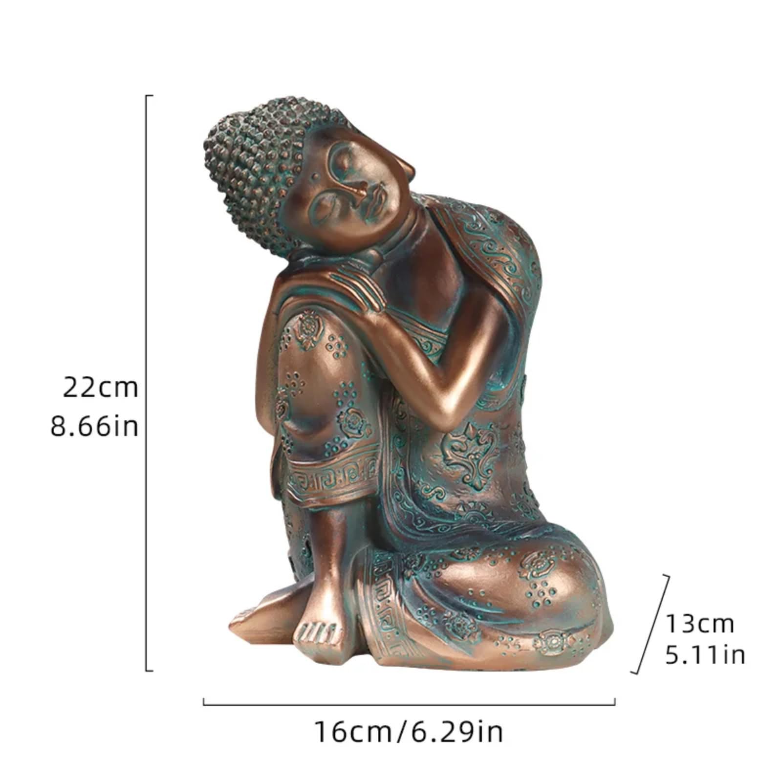 Statua di Buddha reclinabile in bronzo, 22 cm, per ingresso soggiorno, esposizione religiosa e ornamento Feng Shui