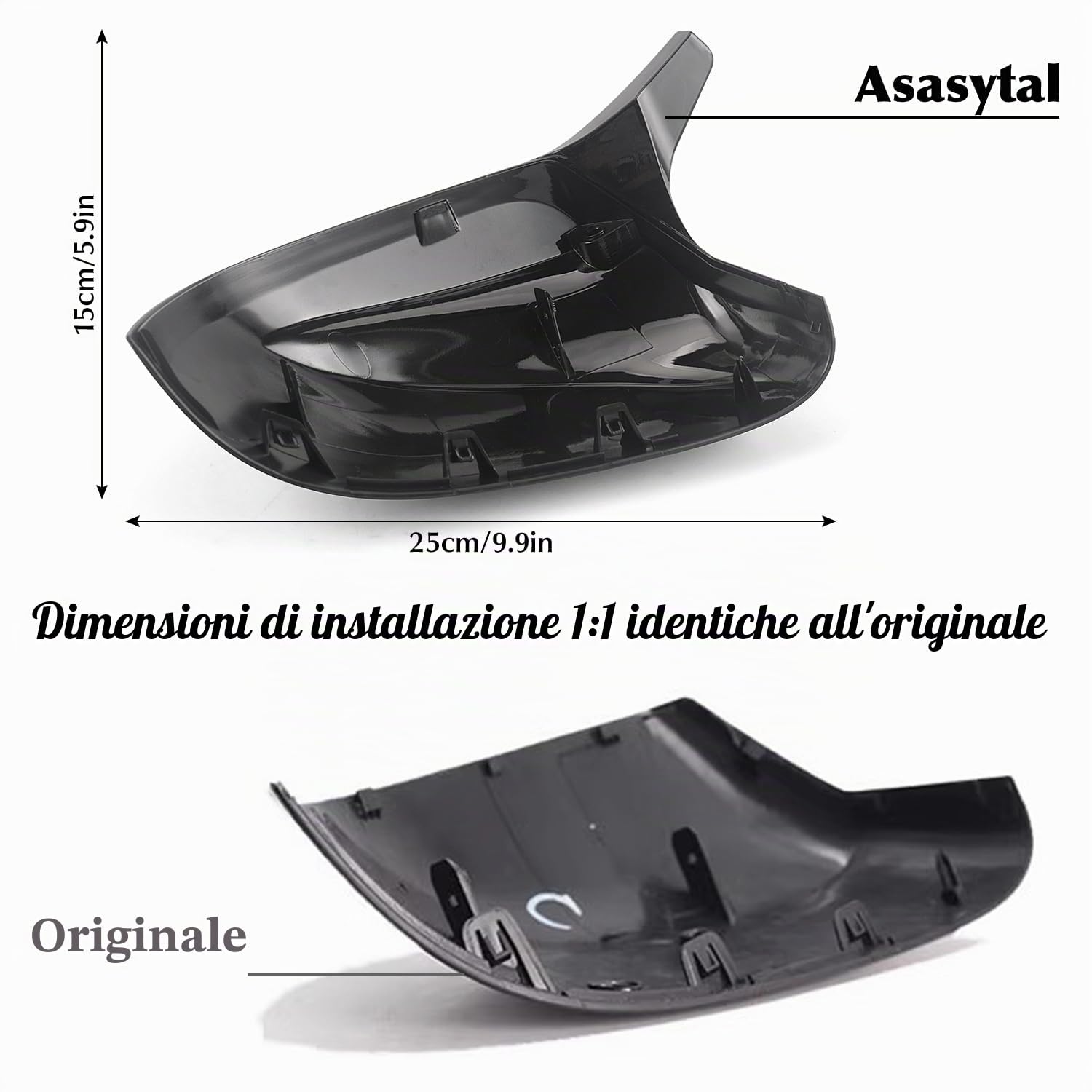 Coperchio Dello Specchio Laterale, Ricambio per Specchietto Retrovisore Compatibile con BMW X3 G01 X4 G02 X5 G05 X6 G06 2018-2022 iX3 2022-2023 X7 G07 2019, Nero Lucido, 2 Pezzi