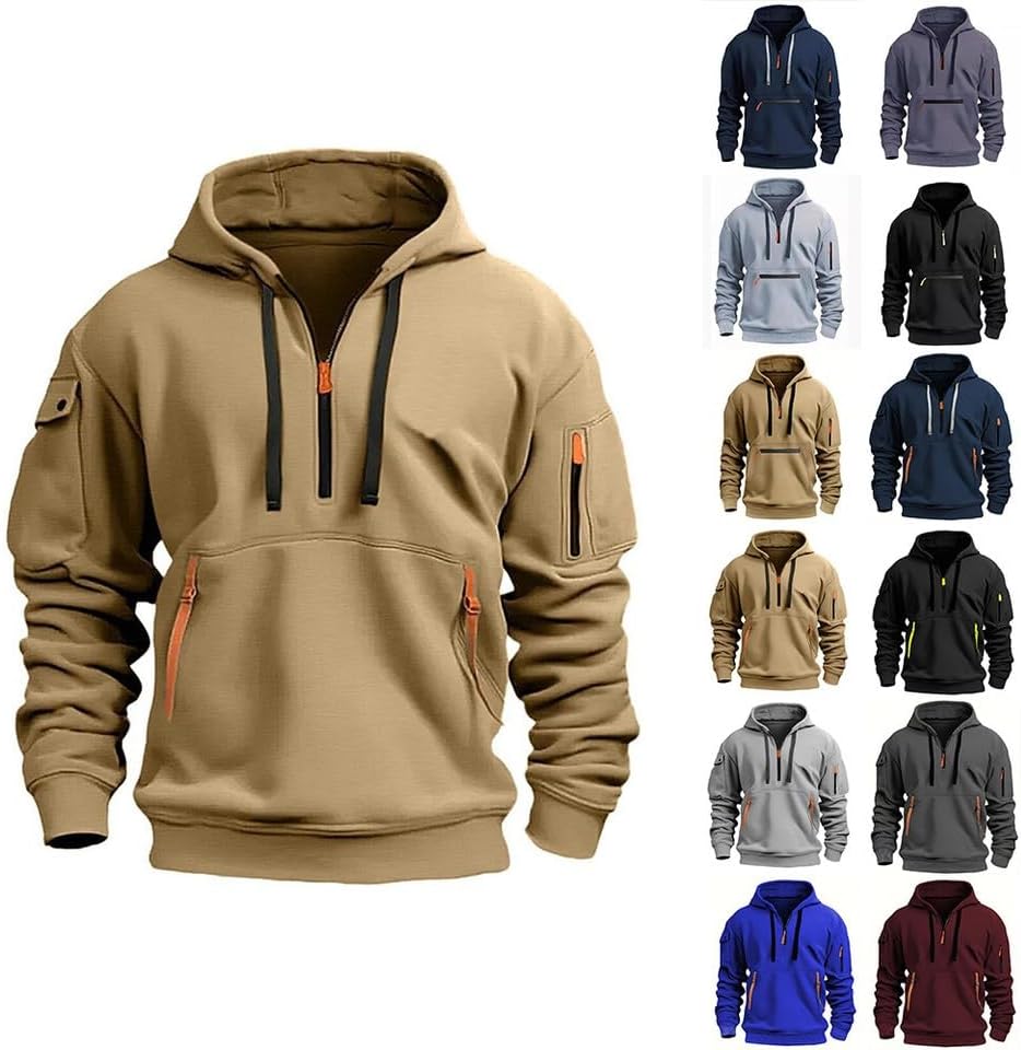 Generic Design Jacket for (Couleur : Blue) (SIZE: 4XL) Mens Hoodie Fleece Jacket Warm Winter Zip Up Hooded Sweatshirt Coat Work Jumper