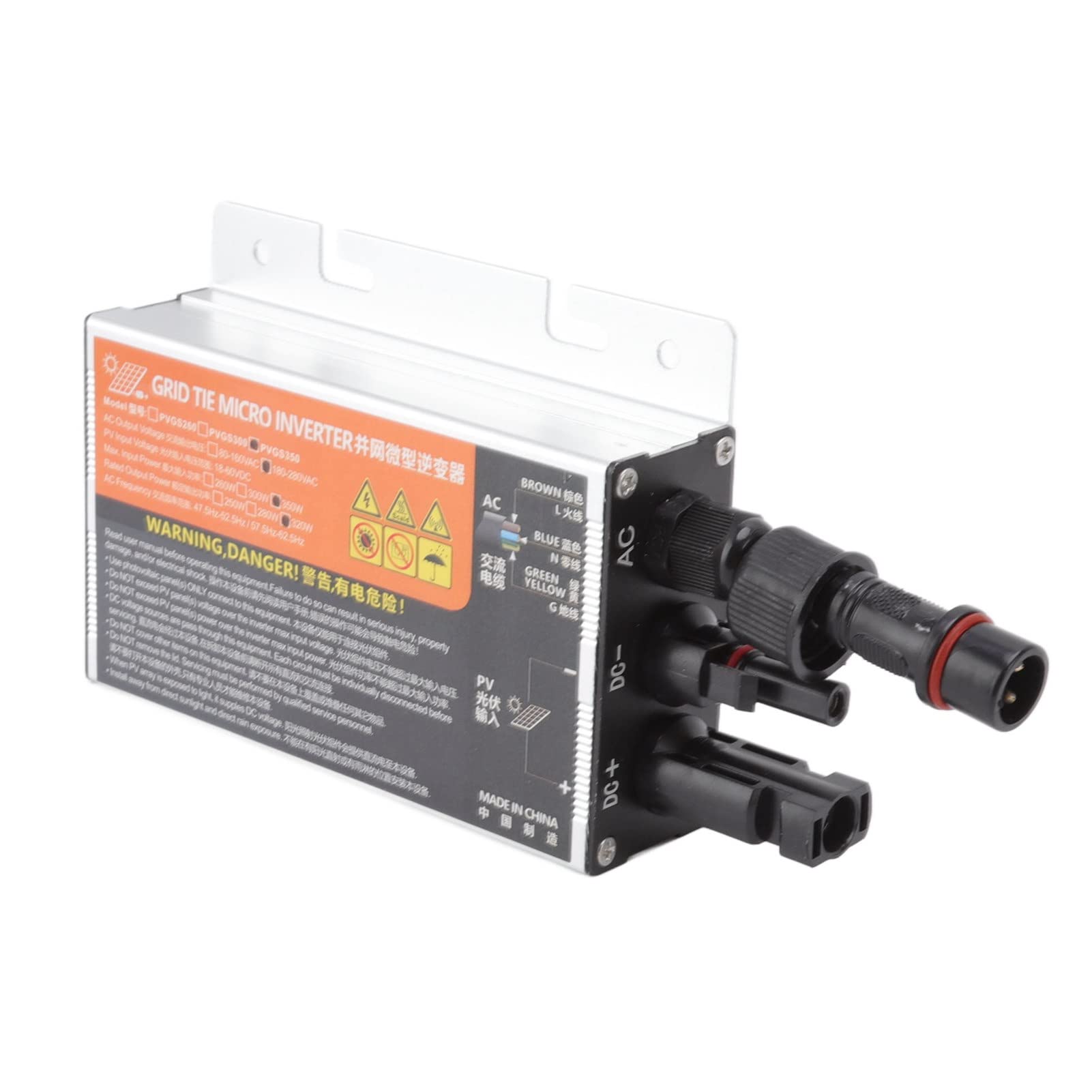 Zerodis Solar Micro Inverter Grid Tie Aluminiumlegierung Tragbarer Sinus-Solar Micro Inverter 18‑60 V Hohe Umwandlungsrate Wasserdicht Grid Tie Micro Inverter für Generationssysteme AC220V(350W)