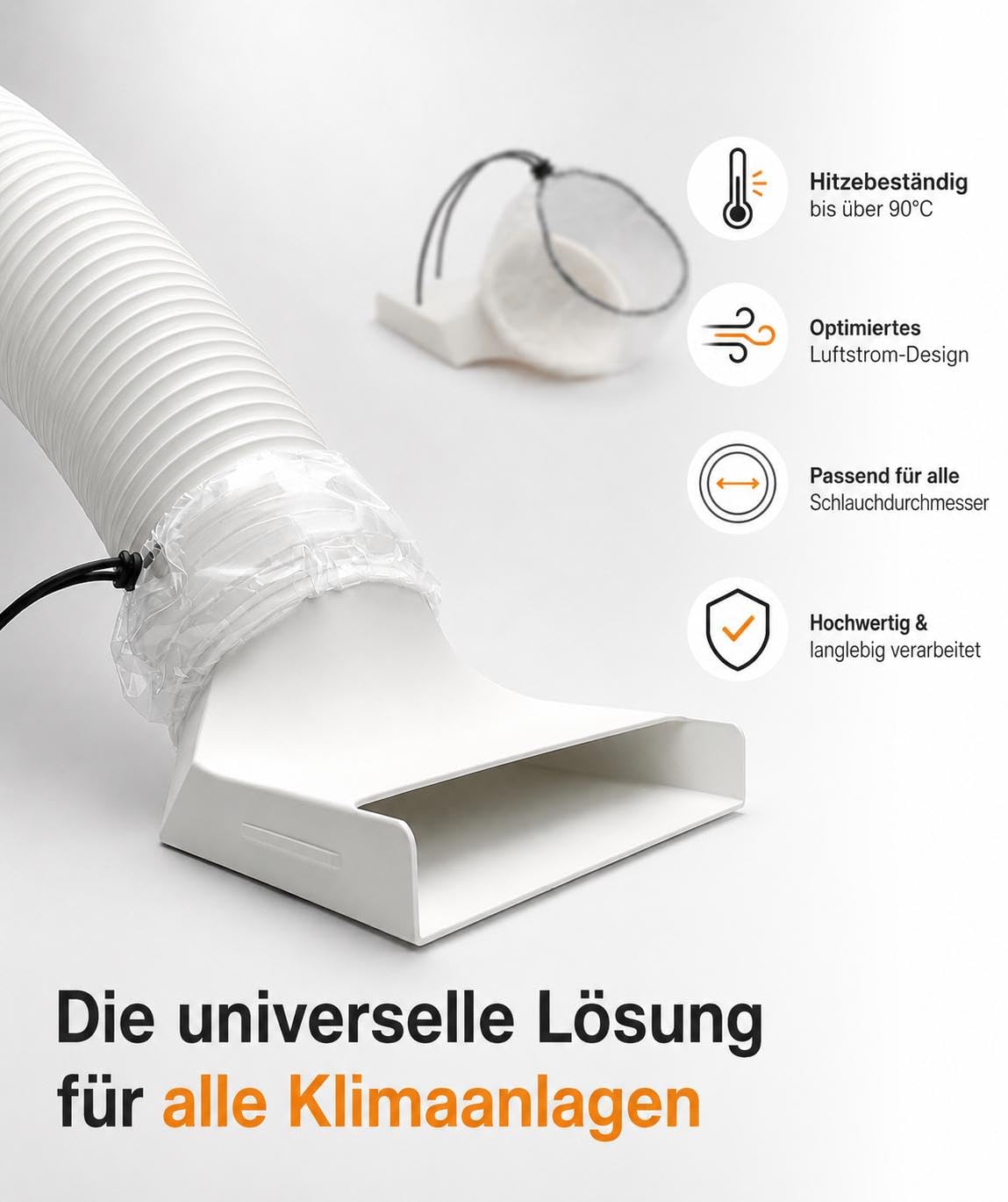 Universeller XL Fensteradapter für mobile Klimaanlage Fensterdurchführung Abluftschlauch Auslass Adapter für Dachfenster und Kippfenster Fenster Abdichtung Klimagerät passend für Velux