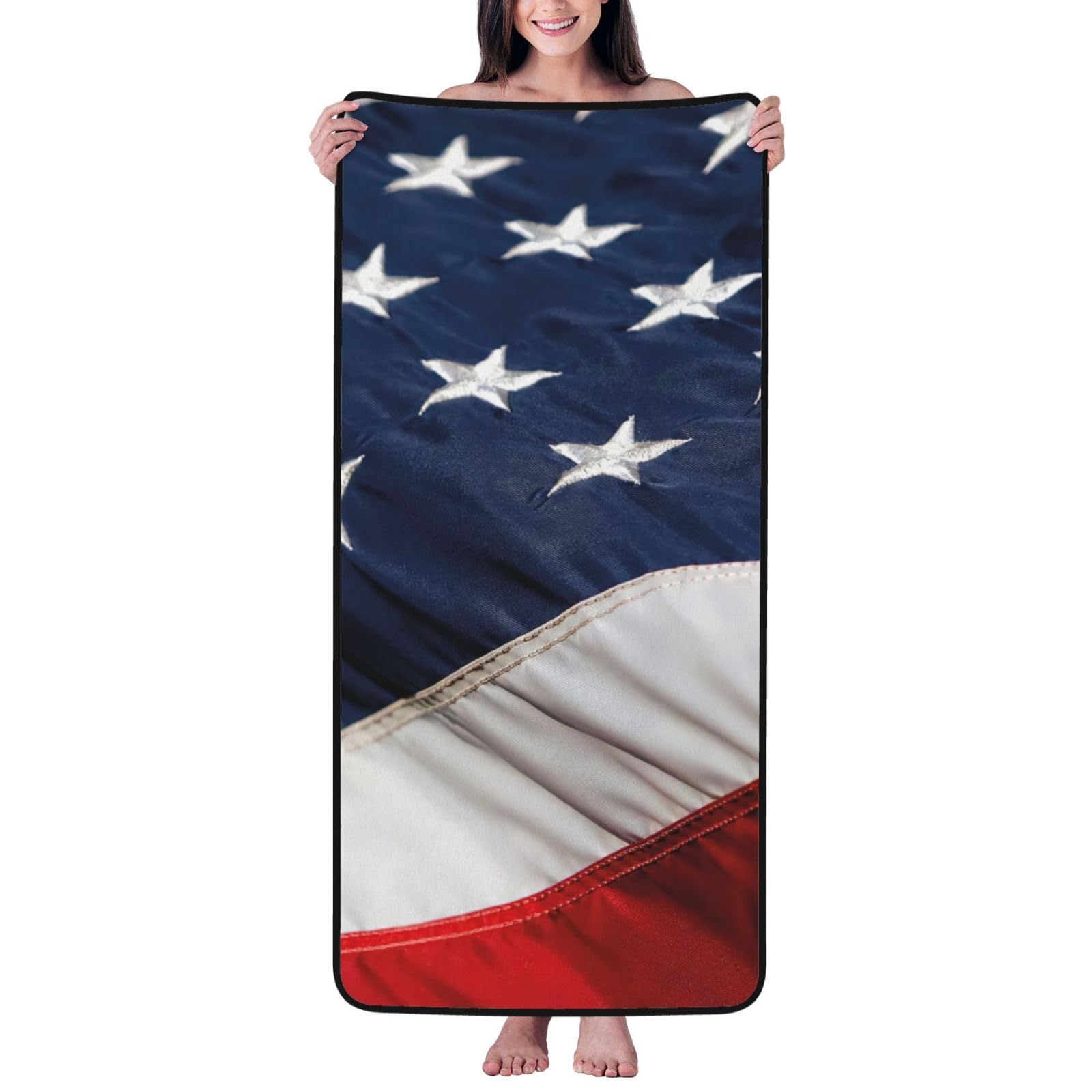 ZTPOWQA American Flag Print Coral Velvet Bath Towel For Home Gym Lounging Bathroom Spa Hotel Beach Travel