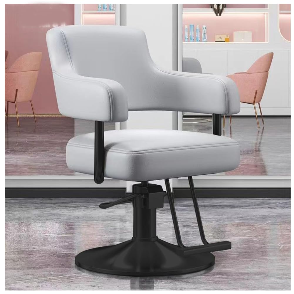 OZBMA Heavy Duty Barber Chair for Hair Stylist,Professional Salon Seat,Adjustable Seat Height,Barber Beauty Shampoo Barbering Equipment Stylist Spa,Gray,A (Grey C)