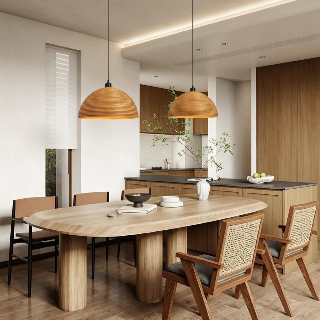 FWX Lámpara Colgante Bohemia Lámpara Colgante De Ratán Natural Retro Iluminación Colgante De Bambú E27 Wabi-sabi Lámpara De Araña Japonés De Granja Para Comedor Pasillo Salón(30cm)