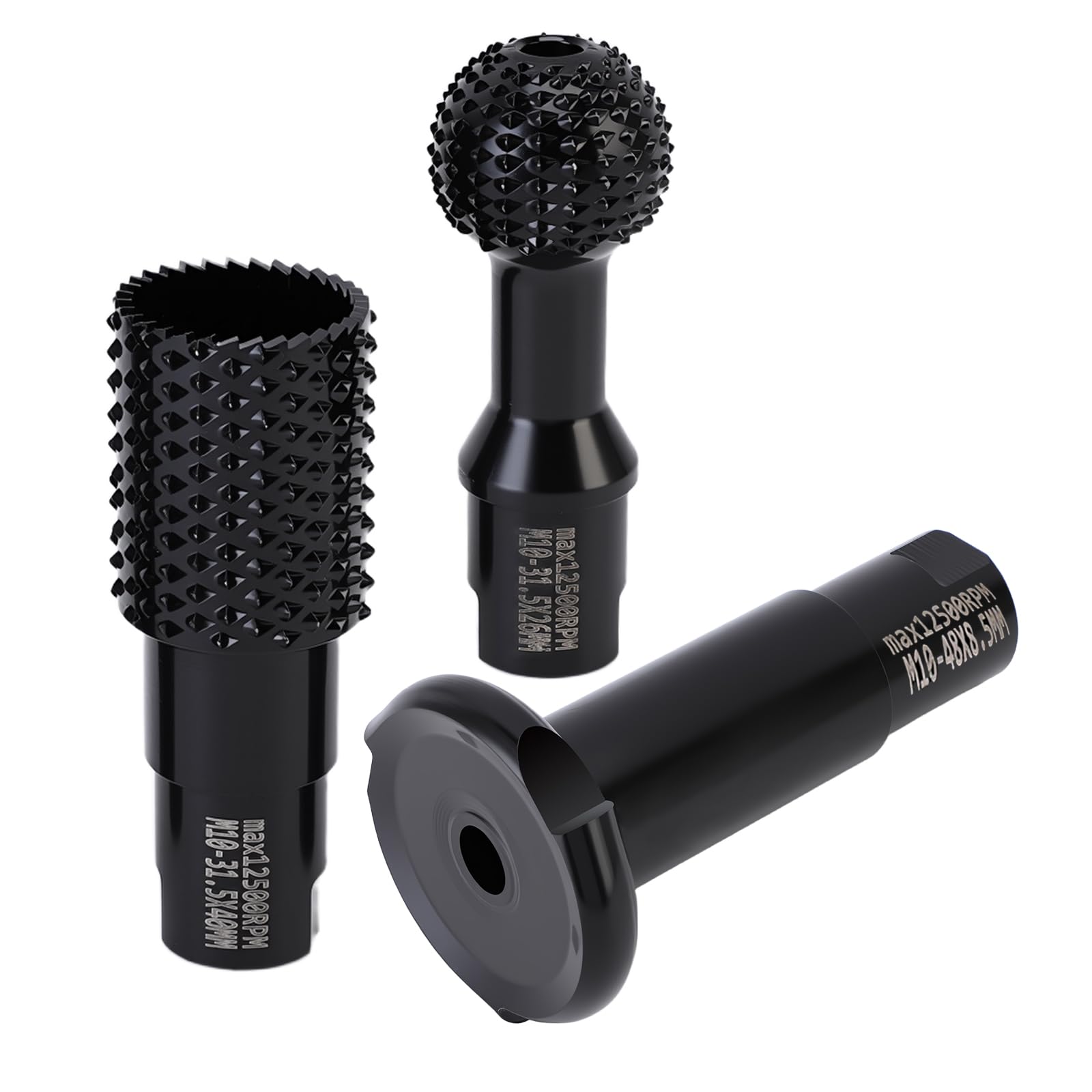 3PCS Wood Grinder Ball Gouge Heads Spherical Cylindrical Angle Grinder Attachments T Shaped Rotating Burr 100mm Angle Grinder Head Attachments for