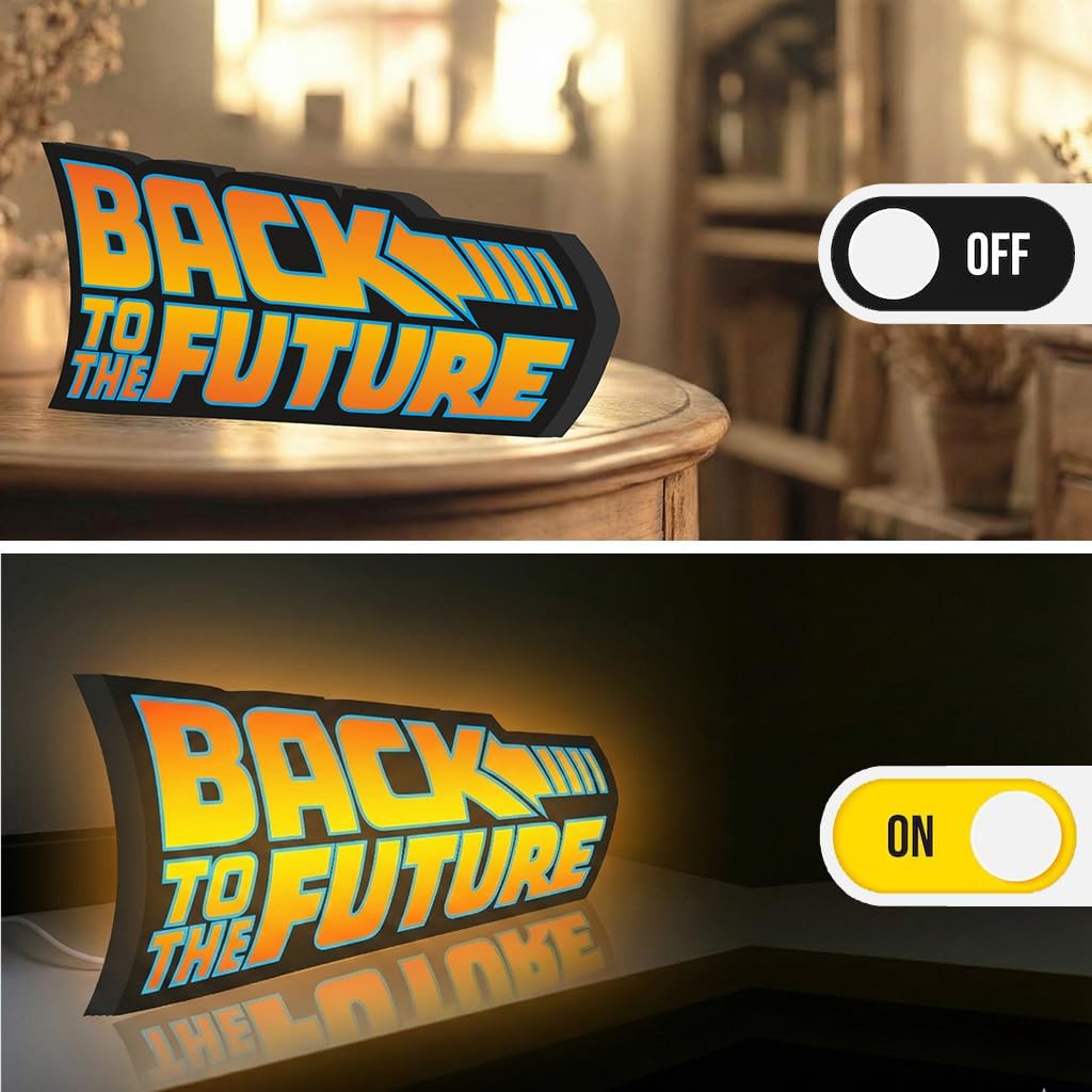 NEONSIGN Back to the Future Logo LED Neon Sign – USB Powered Dimmable Lightbox for 80s Retro Room, Movie Room & Man Cave Decor