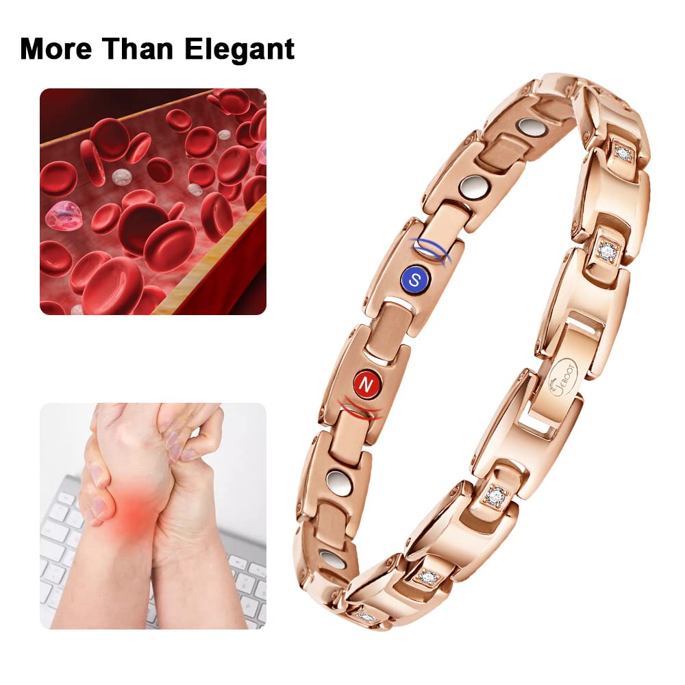 JEROOT Bracciale Magnetico Dimagrante In Titanio, Catena in Ematite Lucida da Dona Bracciale Magnetico Alla Moda, Bracciale Per La Perdita Di Peso