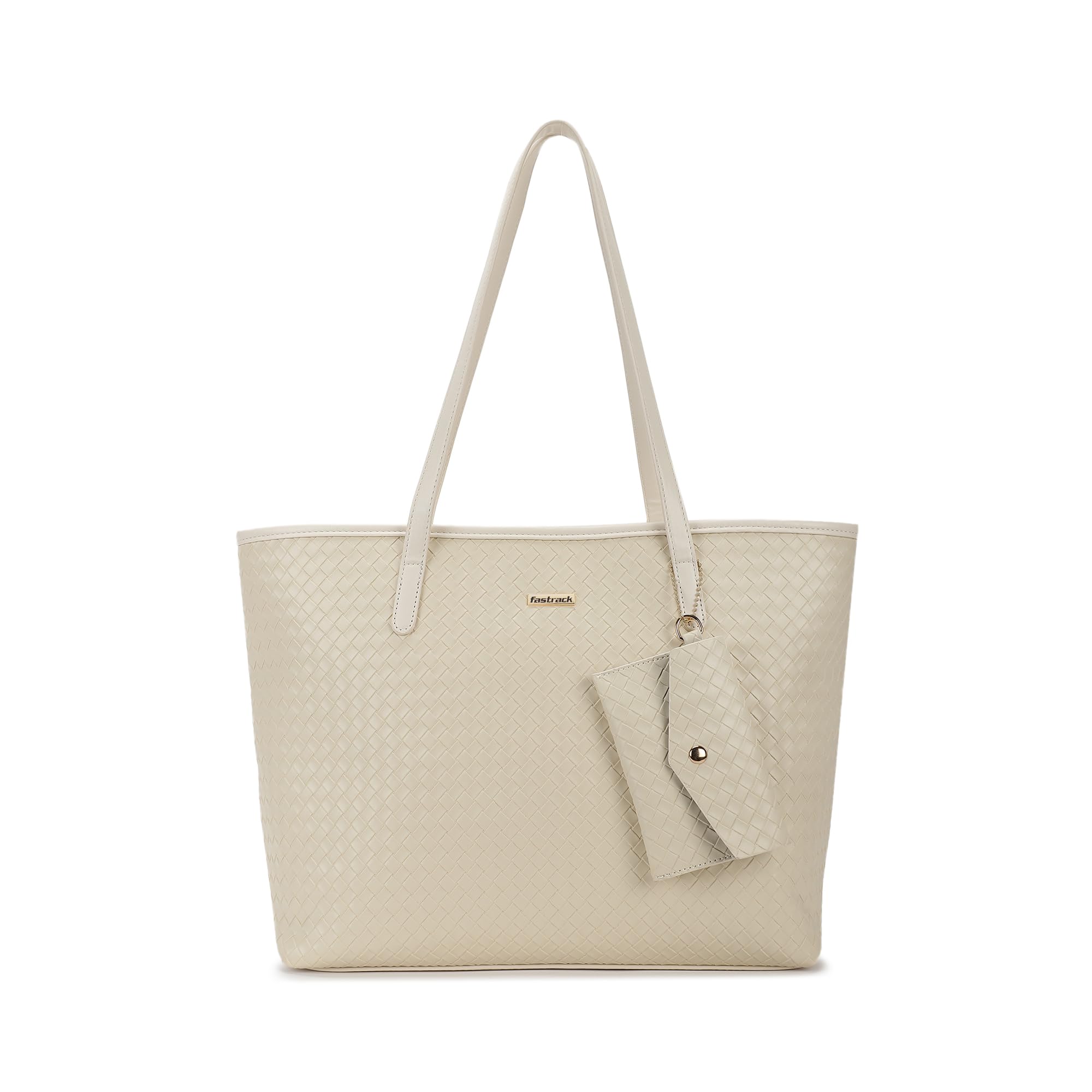 Fastrack Premium Leather Tote Bag For Womens, Ladies And Girls | Embossed Textured Tote Bag For Womens And Girls | Handbag With Spacious Interior And Sturdy Straps, Beige (B0D9BQVV1R) Amazon Price History, Amazon Price Tracker