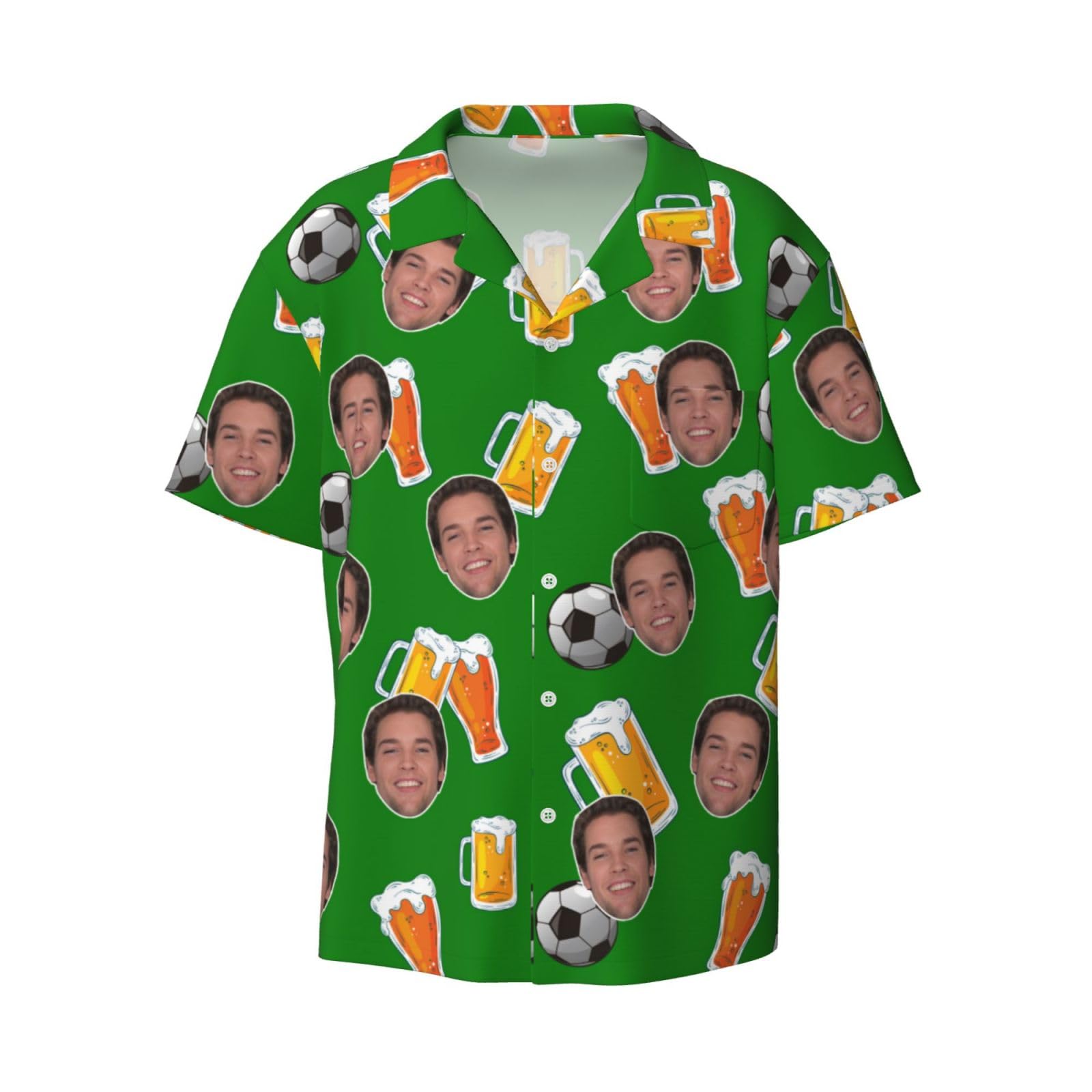 Naispanda Camisa Hawaiana Personalizada con Foto de Cara Foto Personalizada Camisas con Botones Florales Tropicales para Hombres Camisa de Playa de Verano Camisa Hawaiana de Manga Corta Personalizada