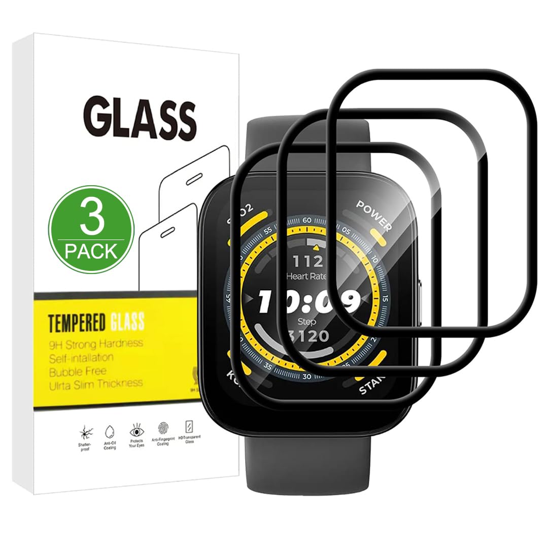 [3 Pack Protector de Pantalla Compatible con Amazfit Bip 5,[Resistente a los arañazos][Cubierta Completa Curvada en 3D] Protector para