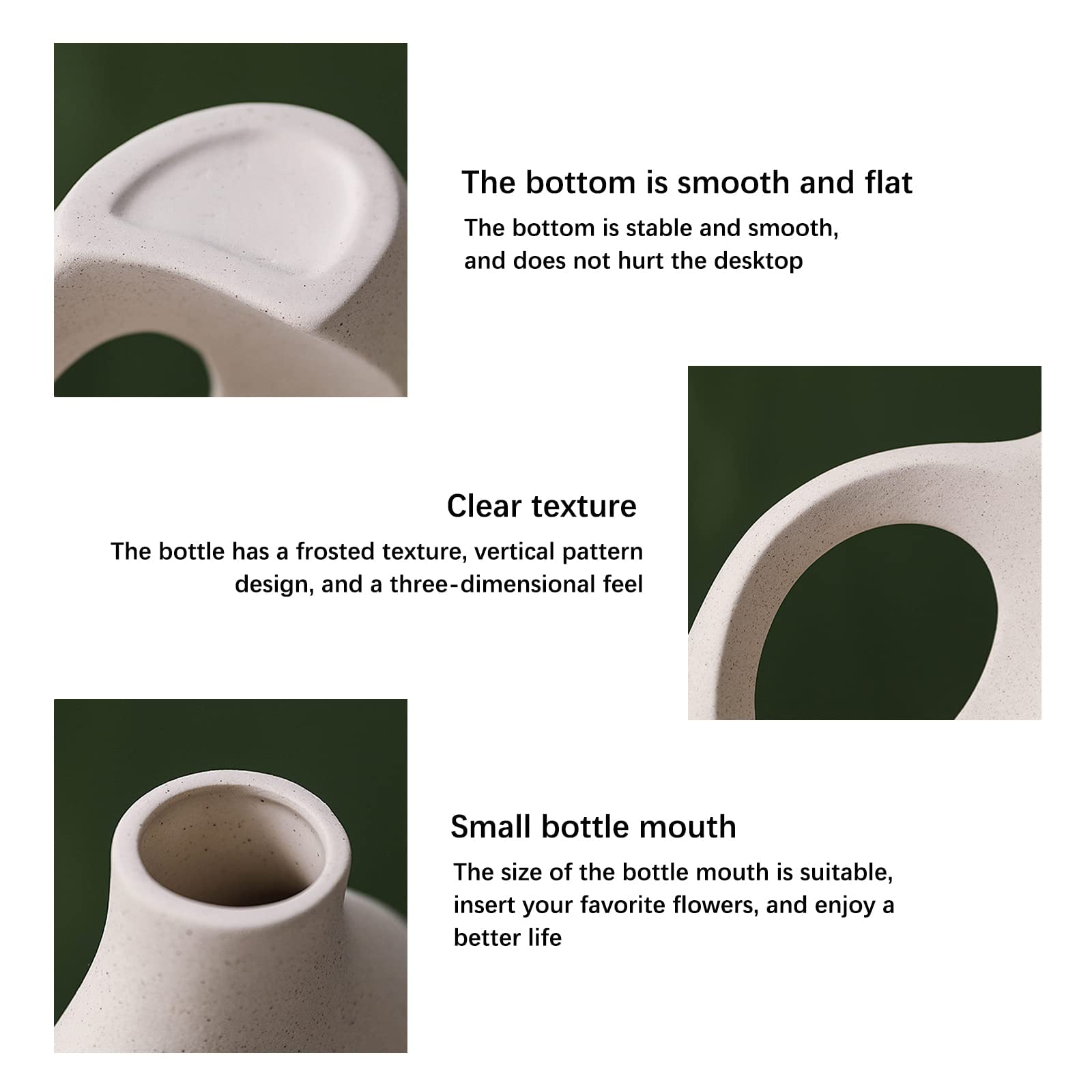 Keramik Vase Set, 2 Moderne weiße Keramik Vasen, Keramik Donut Vasen, Keramik Vase Blumenarrangement, Hochzeit Tisch, Party, Wohnzimmer, Büro, Schlafzimmer, Housewarming Geschenk