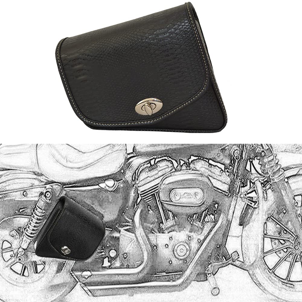 Sacoche de selle latérale gauche/droite pour moto en cuir PU, sac à outils universel pour bras oscillant avec forme stable de grande capacité, noir