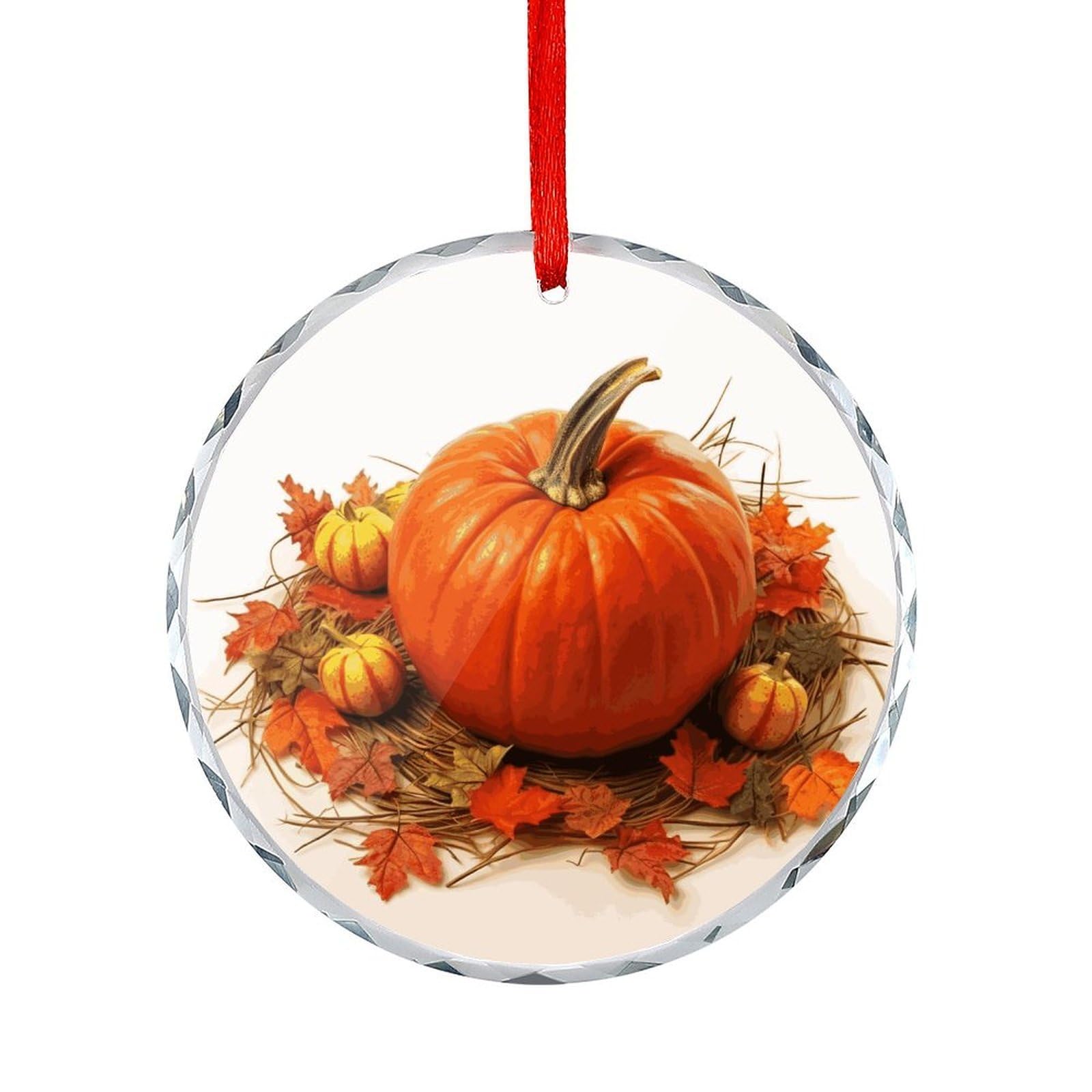 Fodpand Women's Style Fall Pumpkin Round Glass Ornament Keepsake Gift Exchange Ideas Car Decor,Christmas Ornaments For Tree Window Garden Ornaments