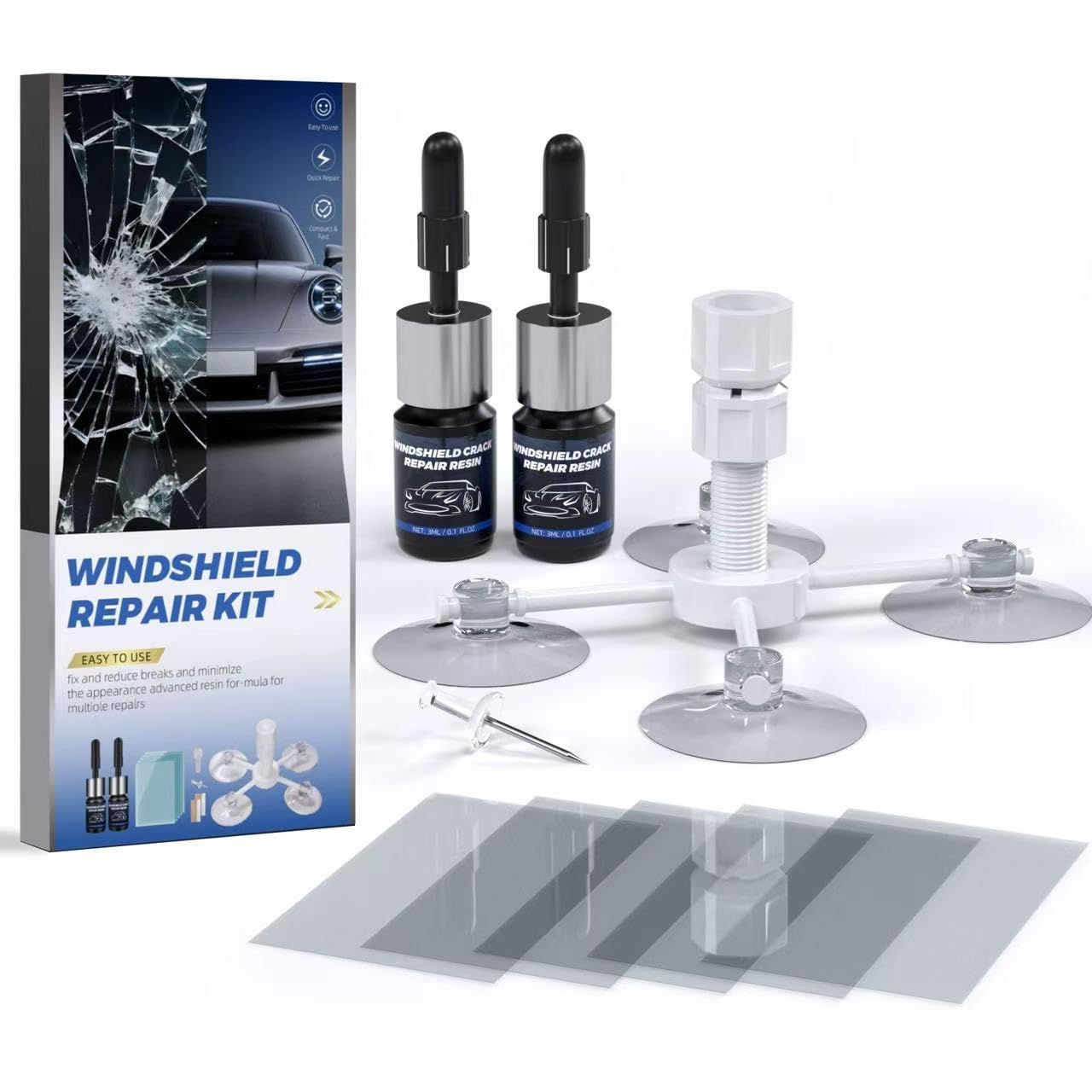 Photo 1 of NASILOOP Resin Car Windshield Repair kit for Fixing Chips & Cracks,Quick Glass Repair Kit,2 Pack
