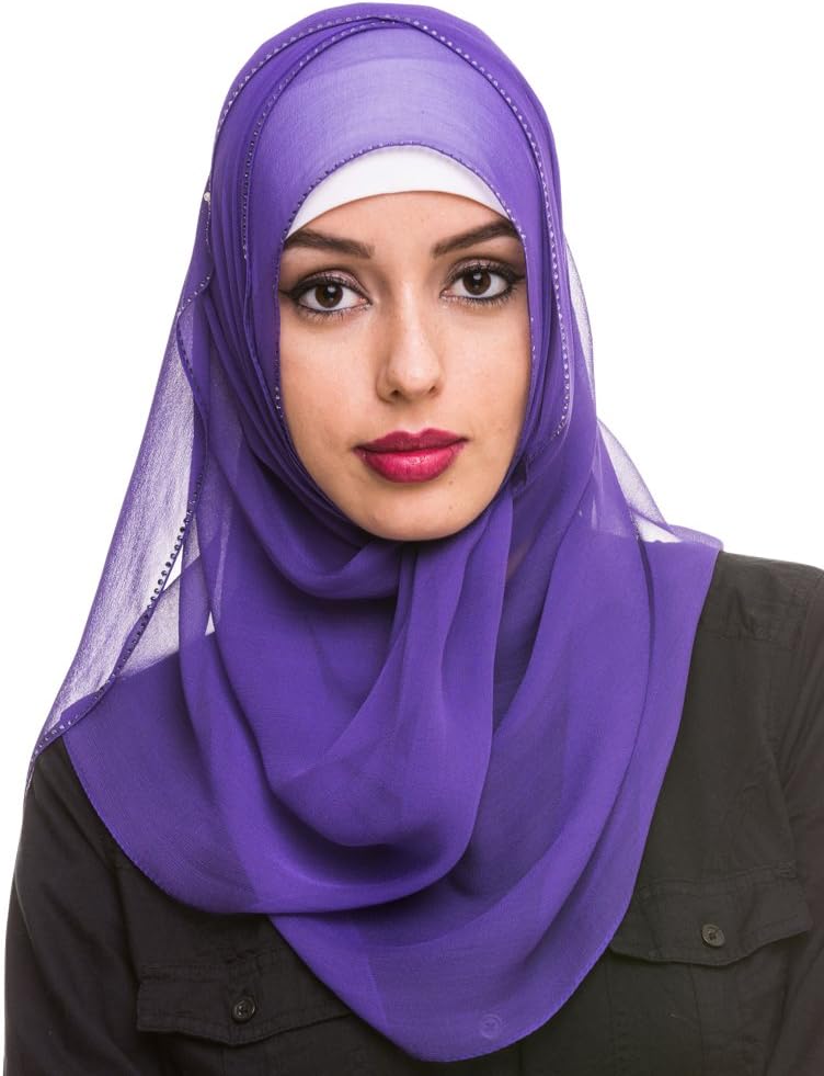 Kashkha Women's Georgette Chiffon Hijab Scarf, Navy Blue, 22inches Width*77inches Length /(55cm*200cm)