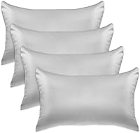Vista 11 de Elegant Comfort Juego de 4 fundas de almohada de satén de viscosa refrescante con cierre de cremallera oculto, suave como la seda para el cuidado