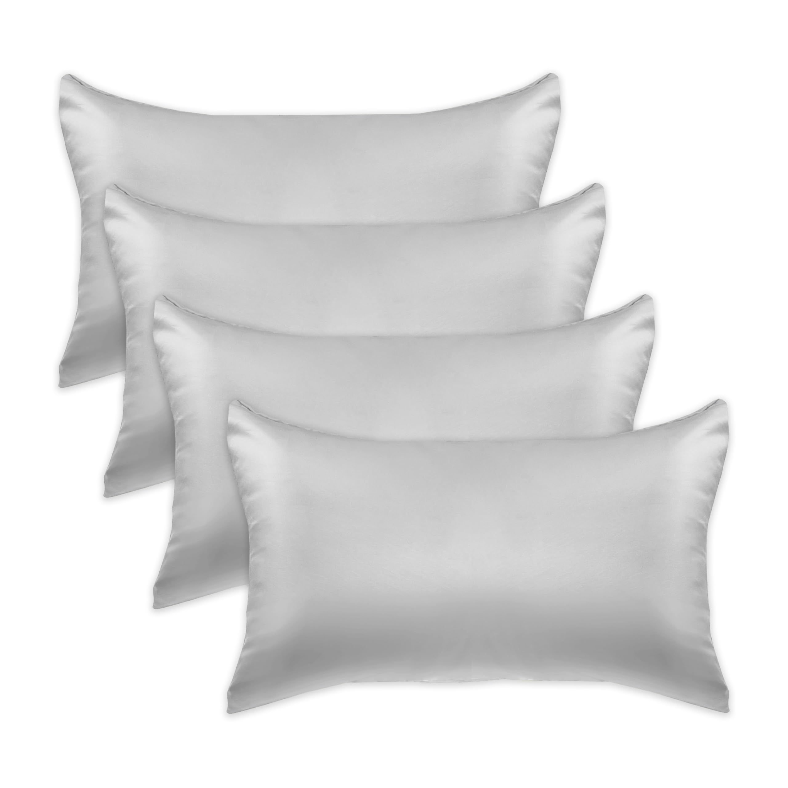 Elegant Comfort Set di 4 federe rinfrescanti in raso di viscosa con chiusura a cerniera nascosta, lisce come la seta per la migliore cura dei capelli e della pelle, bella confezione regalo, set di 4