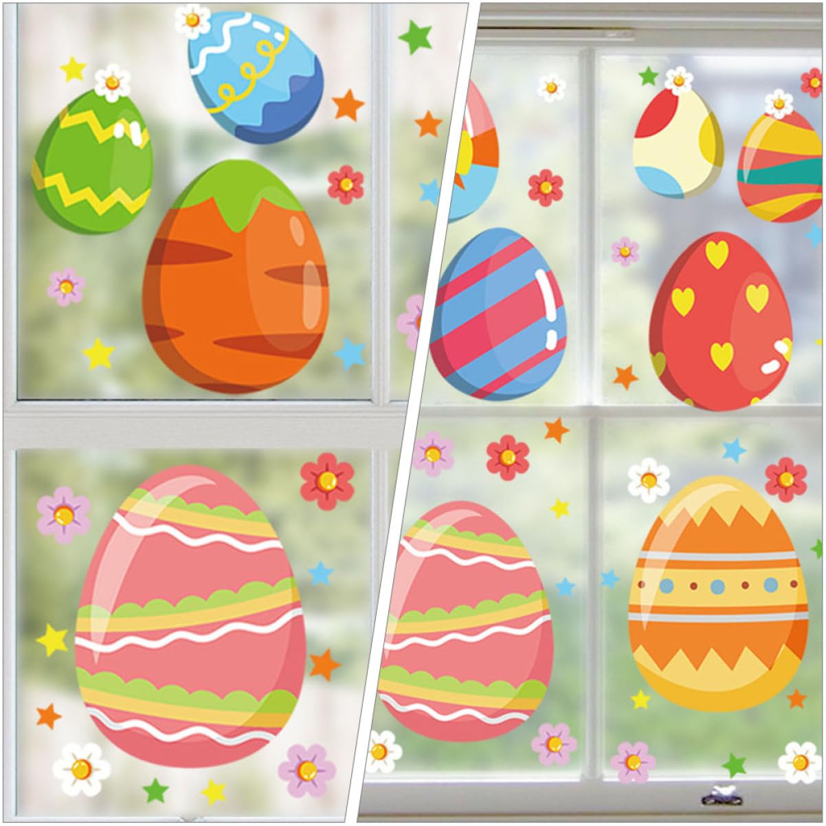 Cabilock 5 Juegos Etiqueta Del Festival Tinte De Ventana Para El Hogar Mini Decoración Pascua Decoración De Pascua Pegatina De Dibujos Animados Pegatinas En Las Ventanas 6 Hojas * 5