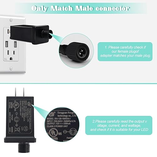 Miniatura 6 de 2 adaptadores inflables de repuesto para patio, fuente de alimentación de 12 V, 1.5 A, clase 2, transformador de bajo voltaje, enchufe de EE. UU.