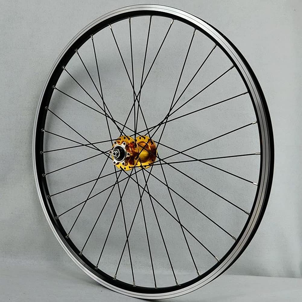 ZFF MTB Ruote per Bicicletta 26"/27,5"/29" per Mountain Bike Doppio Muro Cerchio in Lega Freno A Disco/V QR 7-12 velocità Cassetta Cuscinetto Sigillato 32H (Color : Gold Hub, Size : 26in)