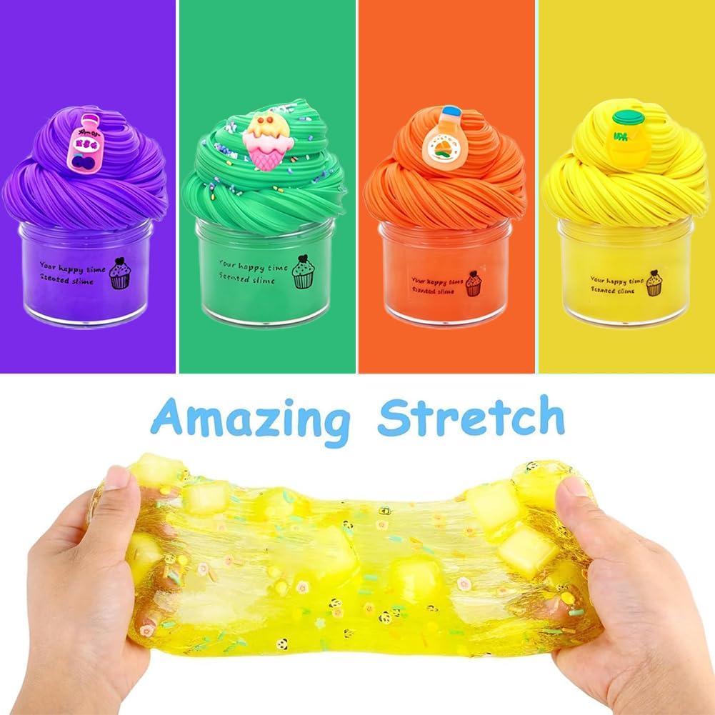 10 Pack Fluffy Cloud Slime Kit, with Summer Ice Cream Donuts Cake, Scented DIY Butter Slime Supplies - Image 2