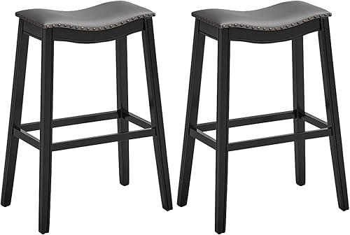 COSTWAY Juego de 2 taburetes de bar de altura de mostrador, taburete de silla sin respaldo de 29 pulgadas de altura con patas de madera de goma, COSTWAY Juego de 2 taburetes de bar de altura de mostrador, taburete de silla sin respaldo de 29 pulgadas de altura con patas de madera de goma,