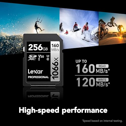Miniatura 2 de Lexar Tarjeta de memoria profesional SDXC UHS-I de 1066 x 256 GB serie plateada, C10, U3, V30, video Full HD y 4K, lectura de hasta 160 MBs, para