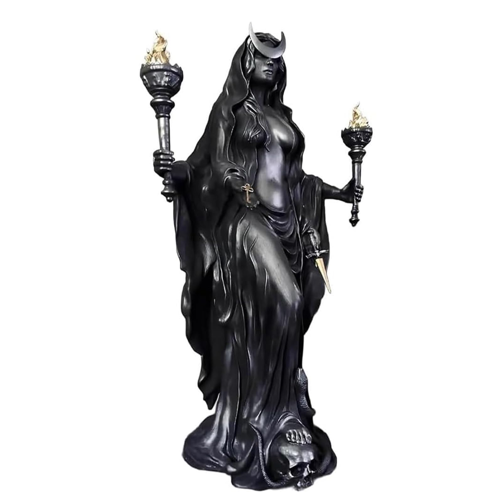 GUUZETU Hekate Niktipolos, The Witch of The Night, Underworld Hekate Phōsphoros Light-Bringer or Morning Star Statue, Hecate Greek Goddess with Her Hounds of Magic Resin Sculpture, Home Decor (Love)