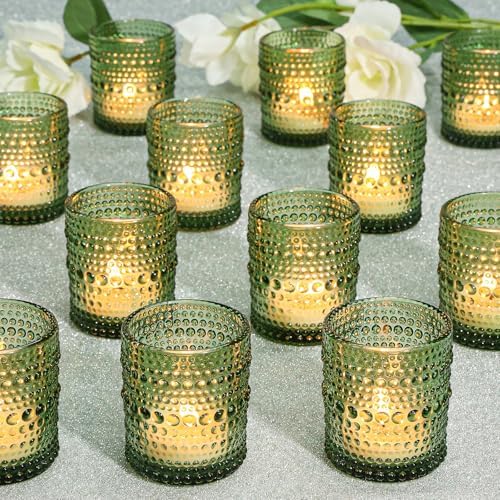 24 Pcs Votive Candle Holders, Glass Holders Bulk for Table Center...