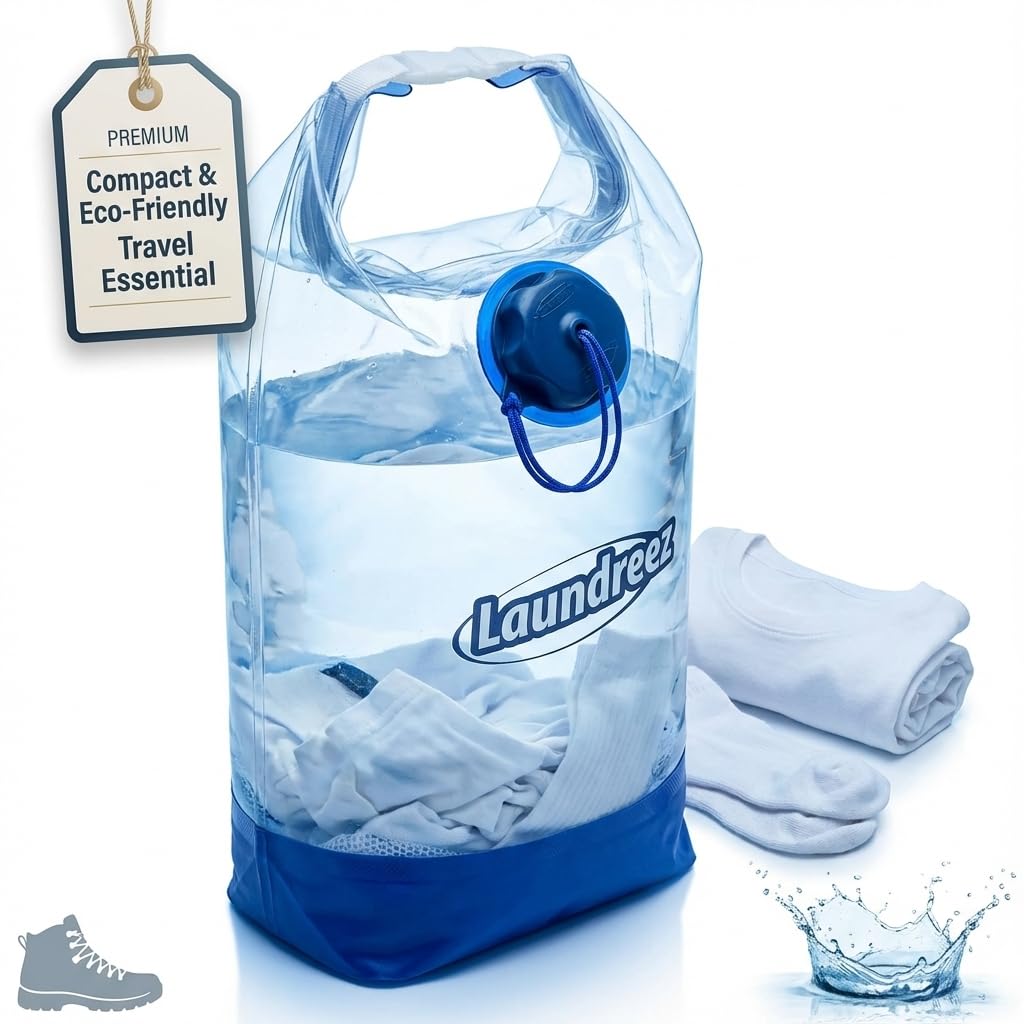 Laundreez Reise-Kleidung, tragbare Waschmaschine, waschen Sie Ihre Kleidung unterwegs, wasserdicht, Trockentasche, Camping, Urlaub, Reisen