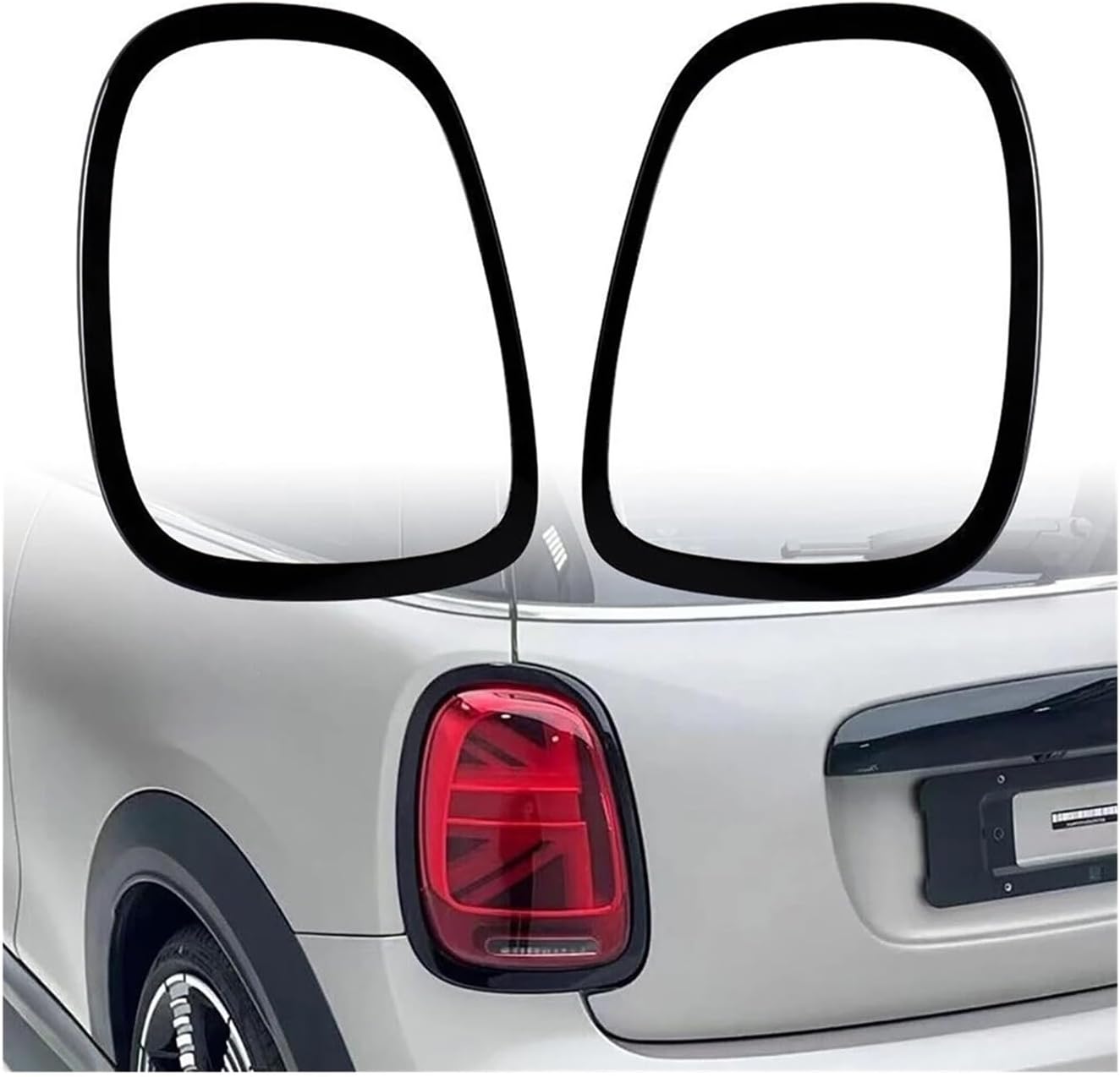 Front Headlight/Rear Tail Light Surround Ring Trim Exterior Decoration Cover Compatible For Mini Cooper F55 F56 F57 One S JCW 2014-2021(Black Tail lights)