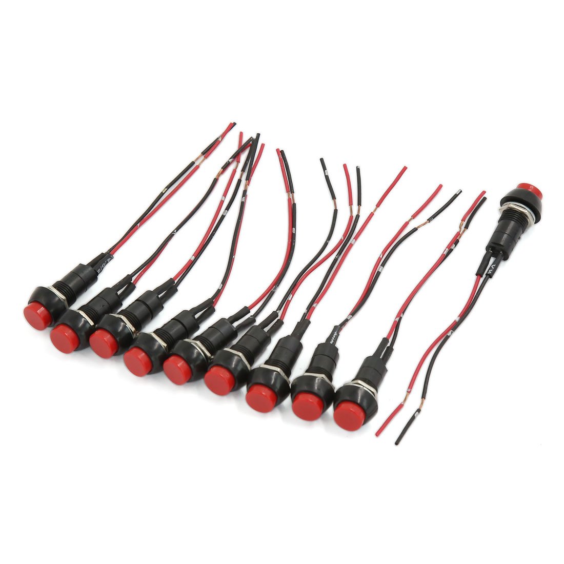 ZHuidjo10 Pcs Round Wired Horn Momen Tary Push Button Switch AC suitablevoltageV 3A (SN: ff8 67e e11 4c1 488)