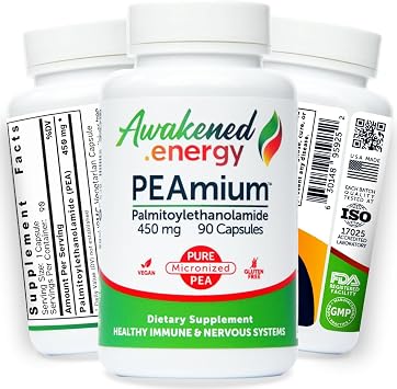 Palmitoylethanolamide 450mg Comfort Mobility Nerves Cognitive & Immune Support - Micronized High Absorption - All Natural Pea - USA Made - No Additives or Excipients 90 Vegan Capsules Supplement