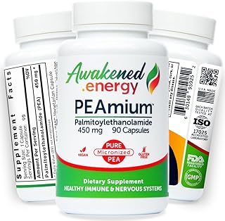 Palmitoylethanolamide 450mg Comfort Mobility Nerves Cognitive & Immune Support - Micronized High Absorption - All Natural Pea - USA Made - No Additives or Excipients – 90 Vegan Capsules Supplement