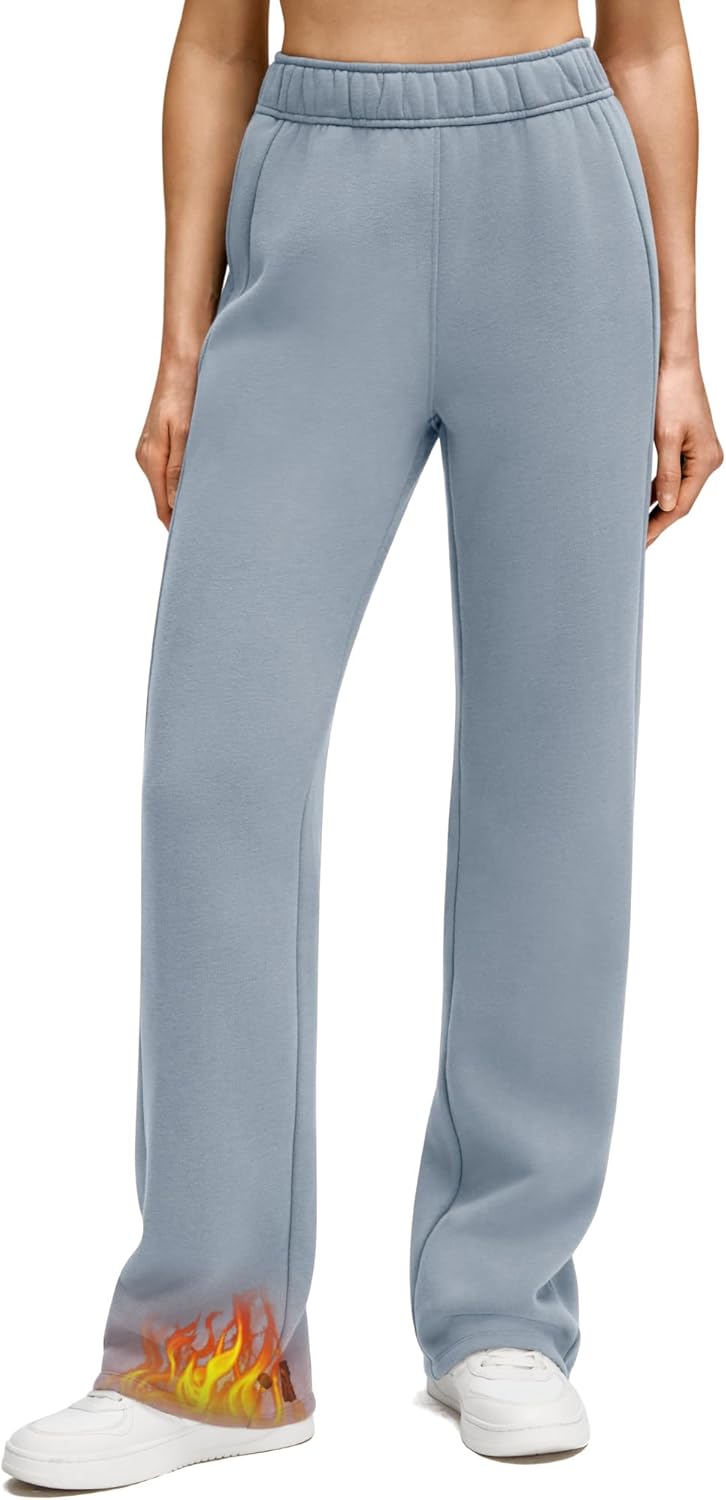 G4Free Flurrylux Women's Fleece Lined Straight Leg Sweatpants Cotton Warm Lounge Pants with Pockets