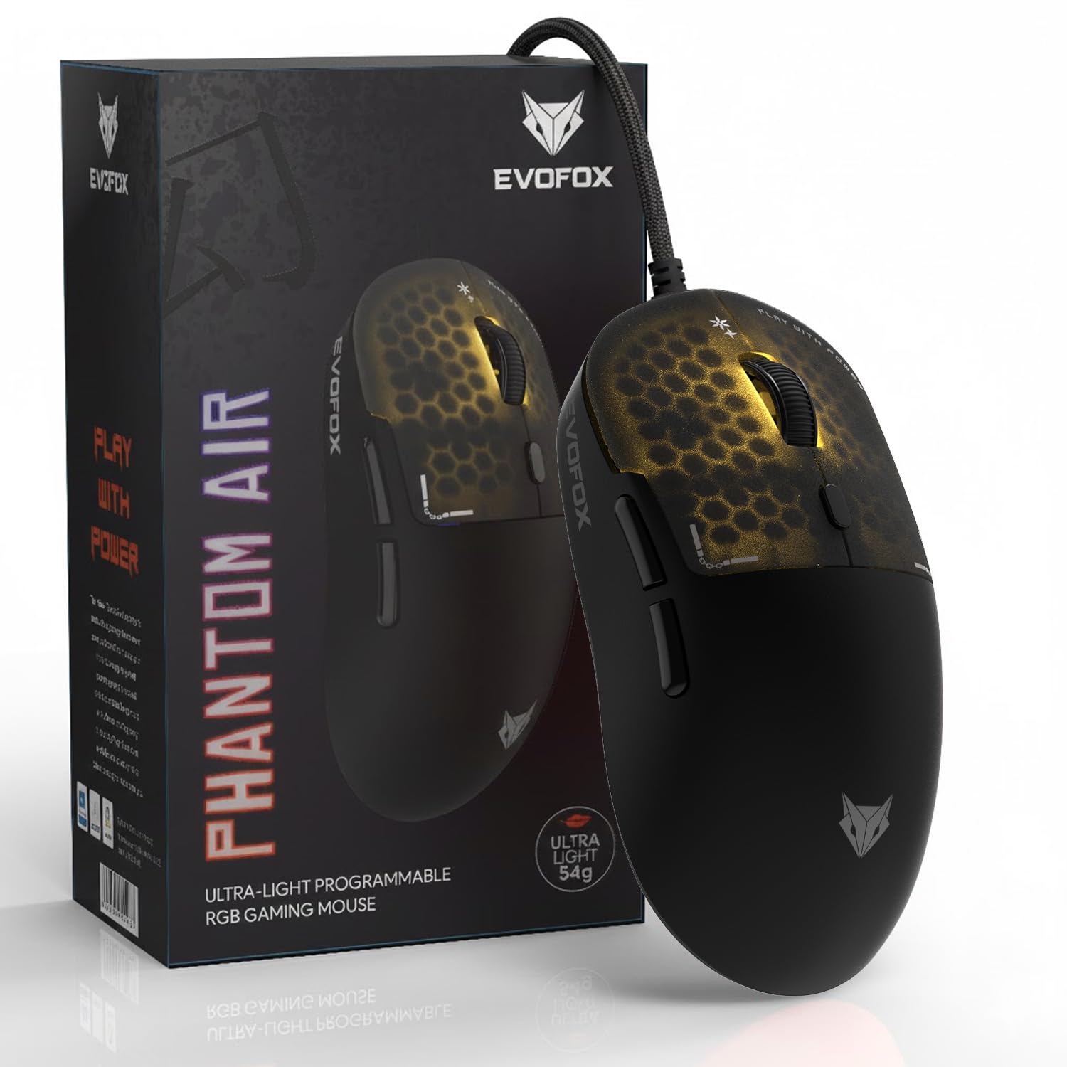EvoFox Phantom Air Ultra Lightweight Gaming Mouse | Upto 1000Hz Polling Rate, 7000 FPS, 12800 DPI | Honeycomb RGB Lighting | Fully Programmable with Windows Software & On-Board Memory | Black-image-37
