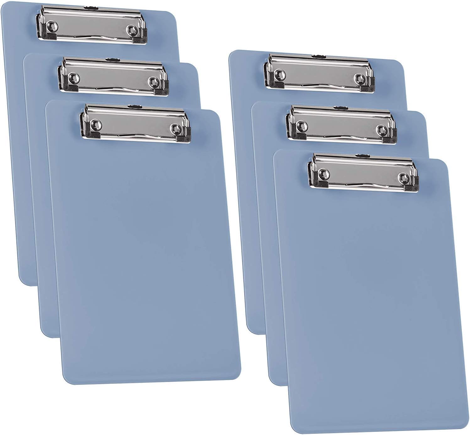 Acrimet Clipboard Memo Size A5 (9 1/4” x 6 5/16”) Low Profile Clip (Plastic) (Solid Blue Color) (6 Pack)