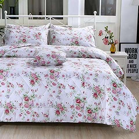 FADFAY Rose Floral Queen Comforter Set Cover