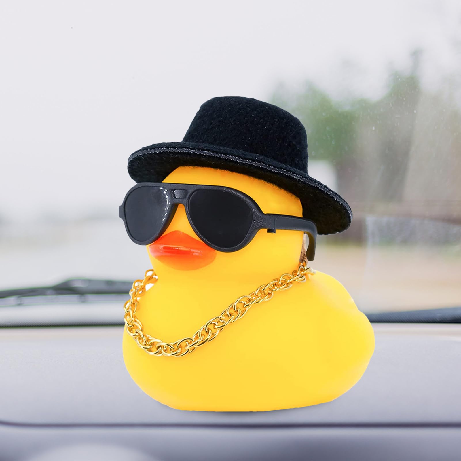 Pato De Goma Con Dedo Medio Para Salpicadero - Divertido, Con Sombrero, Gafas De Sol Y Vaso De Cerveza, Decoración Para Coche U Oficina
