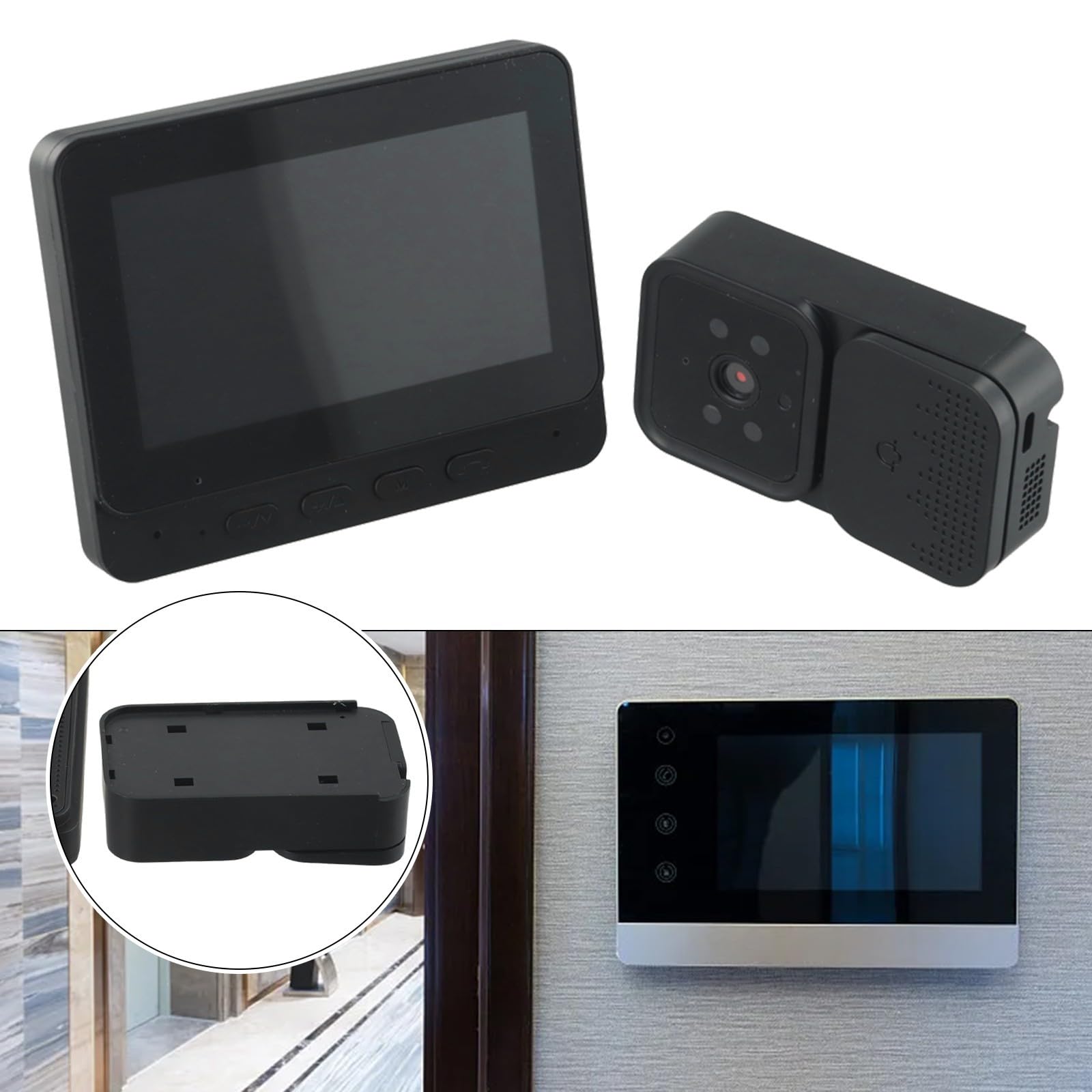 QOXEZY Dwukierunkowa kamera wewnętrzna wideo, dzwonek do drzwi, bezprzewodowa kamera z ekranem IPS, dzwonek wideo WiFi z darmowym dzwonkiem dzwonkowym, wykrywanie ludzi, przechowywanie, podgląd na