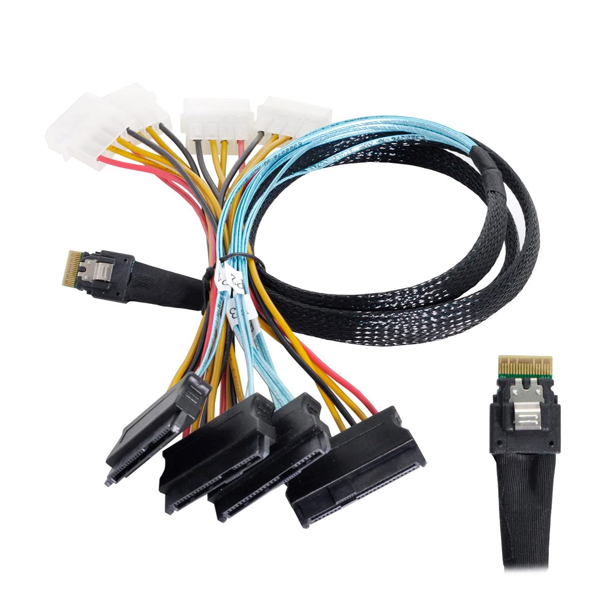 CY Slimline Cable SAS 4.0 SFF-8654 4i 38pin Host a 4 SAS 29pin SFF-8482 Target Hard Disk Fanout Raid Cable
