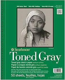 Bloco de papel para desenho Strathmore série 400, 50 folhas de tom cinza, 14 x 21,6 cm